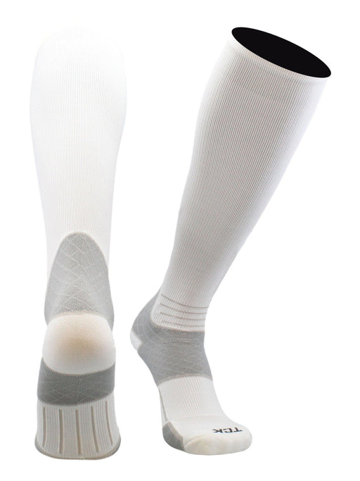 TCK White / Large Compression Socks For Women and Men, Over the Calf Graduated Compression 8-15 mmHg 20-30 mmHg