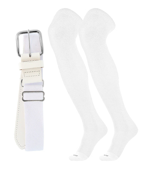 TCK White / Large Pro Plus Performance Sports Belt and Socks Combo Over the Knee
