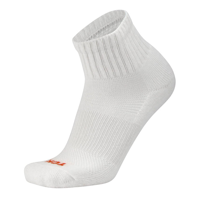 TCK White / Large TCK Chase Cotton Quarter Crew Socks – Ribbed Ankle Training Socks
