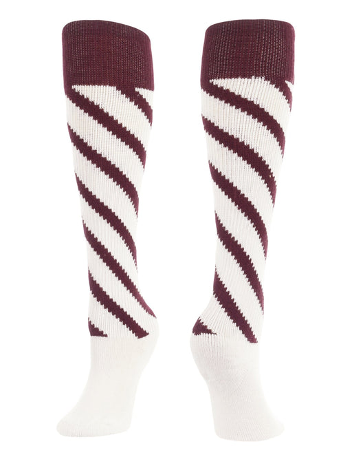 TCK White/Maroon/Maroon / Small Candy Stripes Softball Socks Knee High