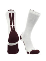 TCK White/Maroon / Medium Baseline 3.0 Athletic Crew Socks Adult Sizes Team Colors