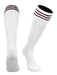 TCK White Maroon / Medium European Striped Soccer Socks Fold Down Top