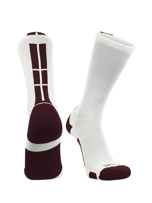 TCK White/Maroon / Small Baseline 3.0 Athletic Crew Socks Youth Sizes Team Colors