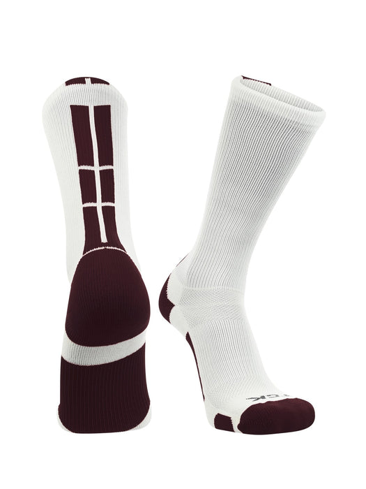 TCK White/Maroon / X-Large Baseline 3.0 Athletic Crew Socks Adult Sizes Team Colors