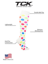 TCK White / Medium Krazisox White with Neon Polka Dots Socks