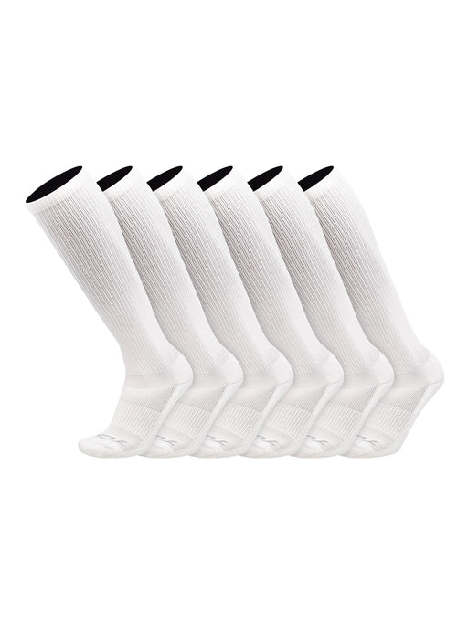 TCK White / Medium Long Work & Athletic Socks Over the Calf 6-Pack