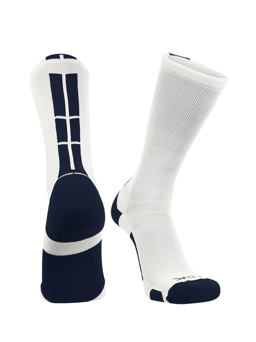 TCK White/Navy / Medium Baseline 3.0 Athletic Crew Socks Adult Sizes Team Colors