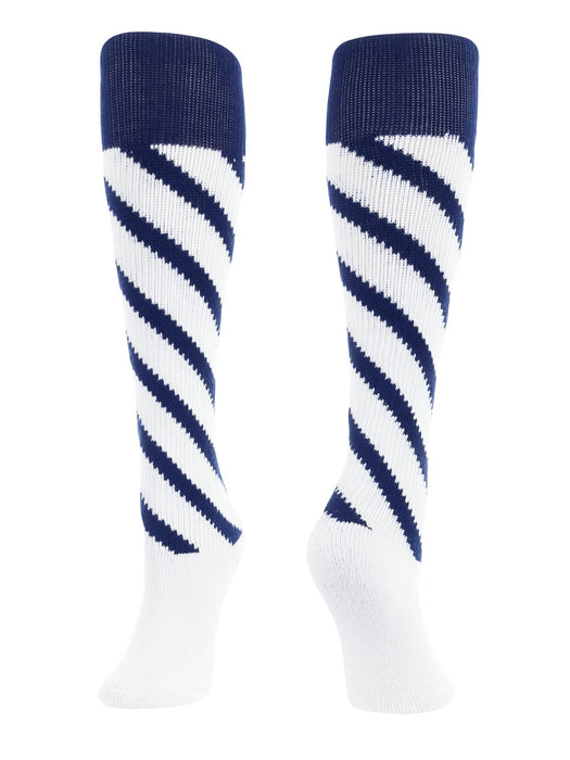 TCK White/Navy/Navy / Small Candy Stripes Softball Socks Knee High