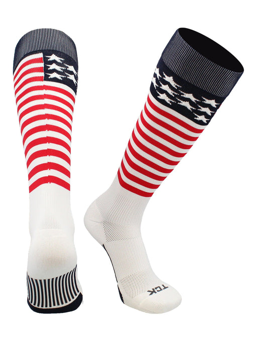 TCK White/Navy/Scarlet / Large USA Stars and Stripes Baseball Socks