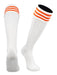 TCK White Orange / Medium European Striped Soccer Socks Fold Down Top