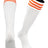 TCK White Orange / Medium European Striped Soccer Socks Fold Down Top