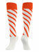 TCK White/Orange/Orange / Large Candy Stripes Softball Socks Knee High