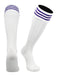 TCK White Purple / Medium European Striped Soccer Socks Fold Down Top