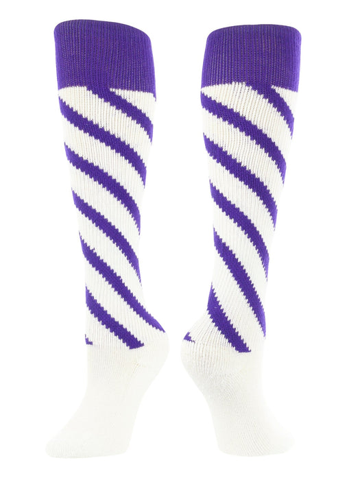 TCK White/Purple/Purple / Large Candy Stripes Softball Socks Knee High