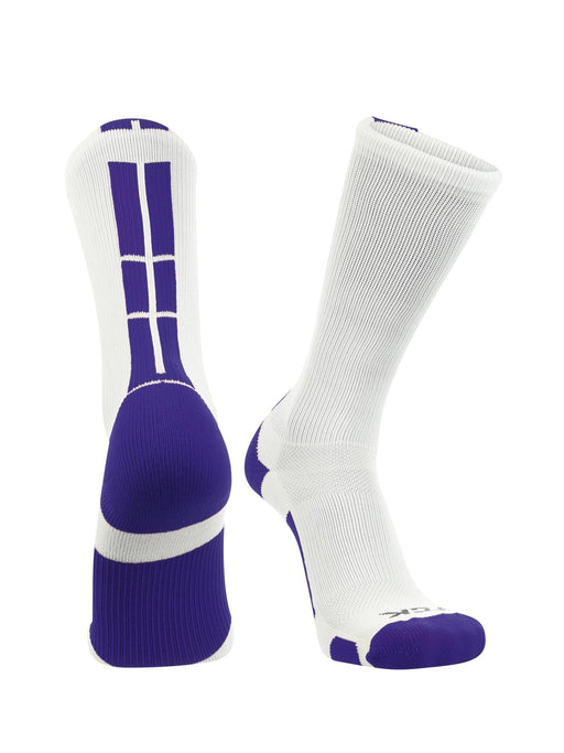 TCK White/Purple / Small Baseline 3.0 Athletic Crew Socks Youth Sizes Team Colors