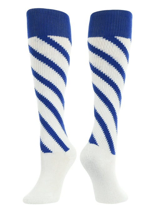 TCK White/Royal/Royal / Large Candy Stripes Softball Socks Knee High