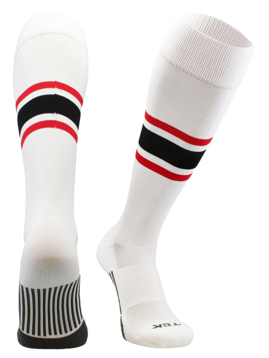 TCK White/Scarlet/Black / Large Elite Performance Baseball Socks Dugout Pattern E