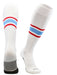TCK White/Scarlet/Columbia Blue / X-Large Elite Performance Baseball Socks Dugout Pattern E