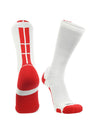 TCK White/Scarlet / Large Baseline 3.0 Athletic Crew Socks Adult Sizes Team Colors