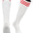 TCK White Scarlet / Large European Striped Soccer Socks Fold Down Top