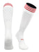 TCK White/Scarlet / Medium Premier Soccer Socks with Fold Down Stripes