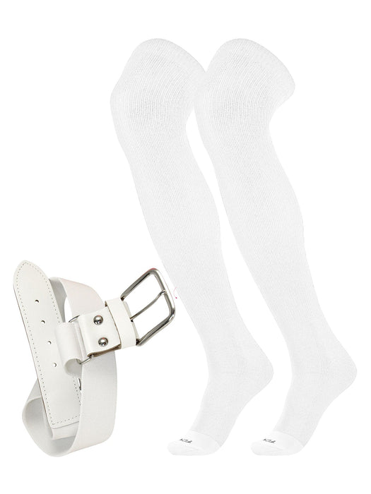 TCK White / Small Pro Plus Performance Sports Belt and Socks Combo Over the Knee