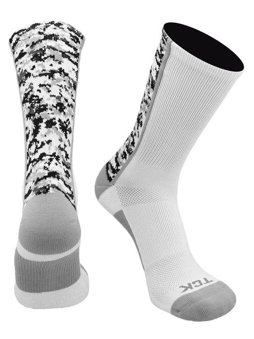 TCK White / X-Large Athletic Sports Socks Digital Camo Crew