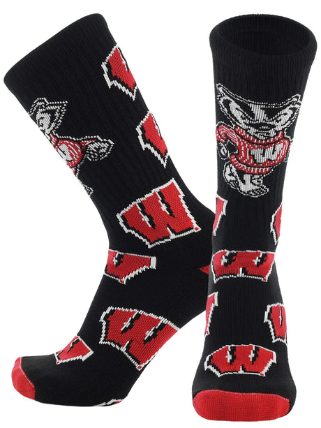 TCK Wisconsin Red/Black/White / Medium Wisconsin Badgers Mayhem Crew Socks