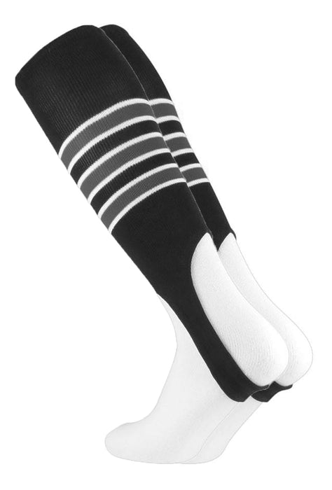 TCK Black/White/Graphite / Large Striped Baseball Stirrups 7 Inch Pattern D