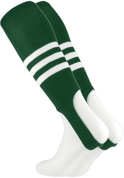 TCK Dark Green/White / Medium Striped Baseball Stirrups 7 Inch Pattern B