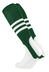 TCK Dark Green/White / Medium Striped Baseball Stirrups 7 Inch Pattern B