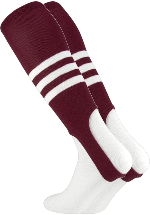 TCK Maroon/White / Medium Striped Baseball Stirrups 7 Inch Pattern B