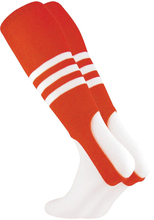 TCK Orange/White / Medium Striped Baseball Stirrups 7 Inch Pattern B