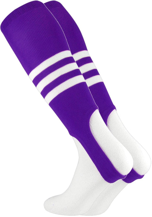 TCK Purple/White / Medium Striped Baseball Stirrups 7 Inch Pattern B