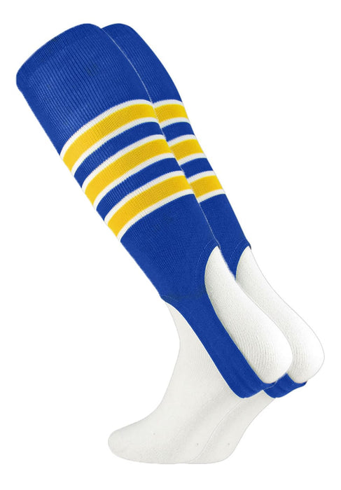 TCK Royal/White/Gold / Medium Striped Baseball Stirrups 7 Inch Pattern D