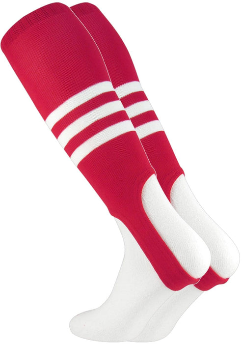 TCK Scarlet/White / Medium Striped Baseball Stirrups 7 Inch Pattern B