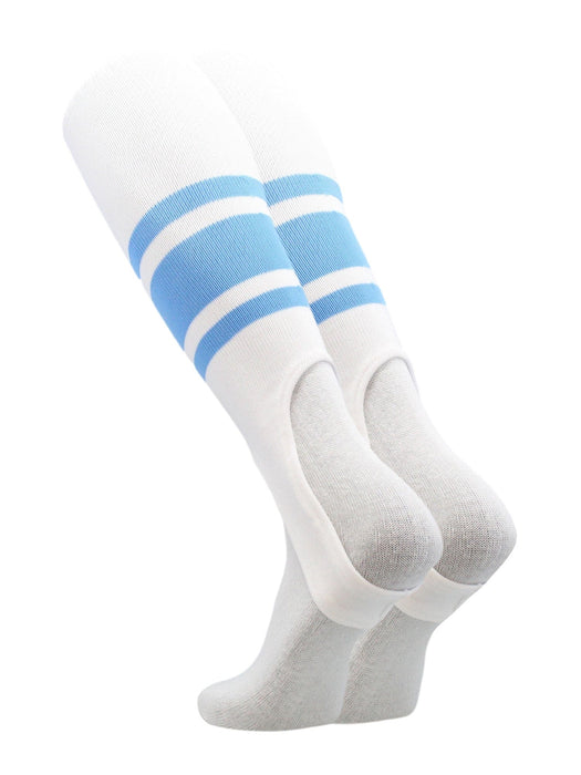 TCK White/Columbia Blue / Large White Stirrups for Softball and Baseball with Stripes