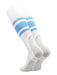 TCK White/Columbia Blue / Large White Stirrups for Softball and Baseball with Stripes