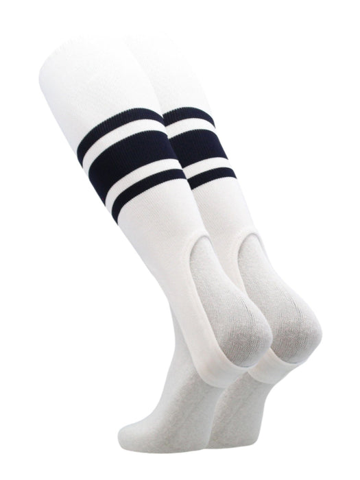 TCK White/Navy / Large White Stirrups for Softball and Baseball with Stripes