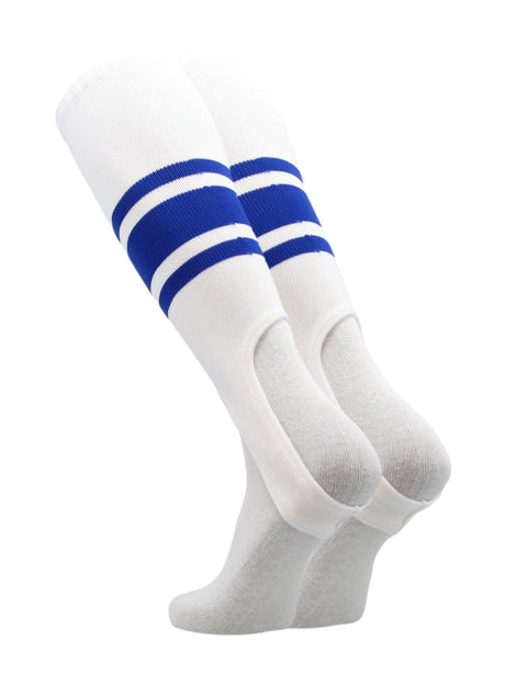 TCK White/Royal / Large White Stirrups for Softball and Baseball with Stripes