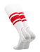 TCK White/Scarlet / Large White Stirrups for Softball and Baseball with Stripes