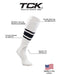 TCK White Stirrups for Softball and Baseball with Stripes