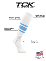 TCK White Stirrups for Softball and Baseball with Stripes