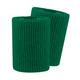 TCK Dark Green / One Size Made in USA 5" Double-Wide Terry Wristbands – Performance High-Absorbency Sweatbands (Pair)