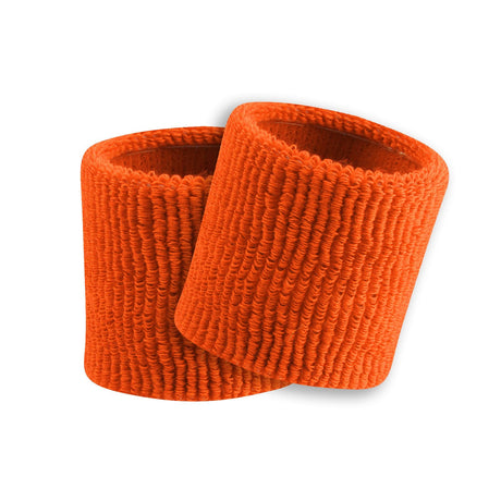 TCK Orange / One Size Made in USA Universal Fit 3.5" Terry Wristbands – Performance Moisture-Wicking Sweatbands (Pair)